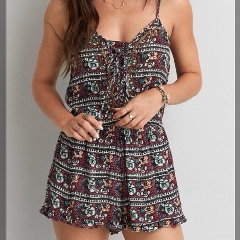 AE Lace Up Embellished Romper
